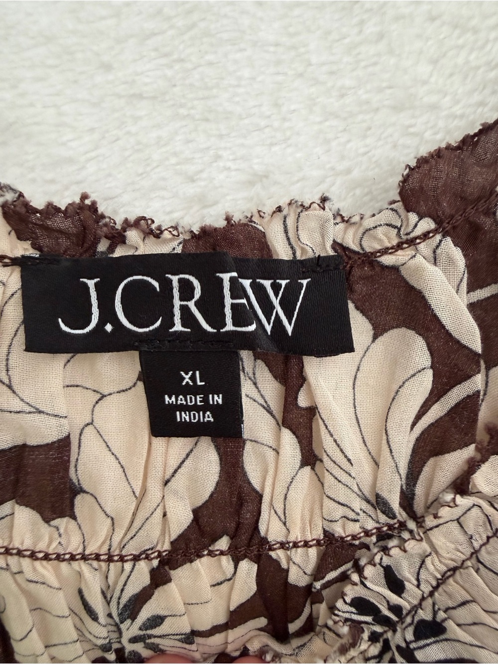 J.Crew Rosalie Floral Cotton Voile Off Shoulder Top XL Brown Ivory - Picture 4 of 6